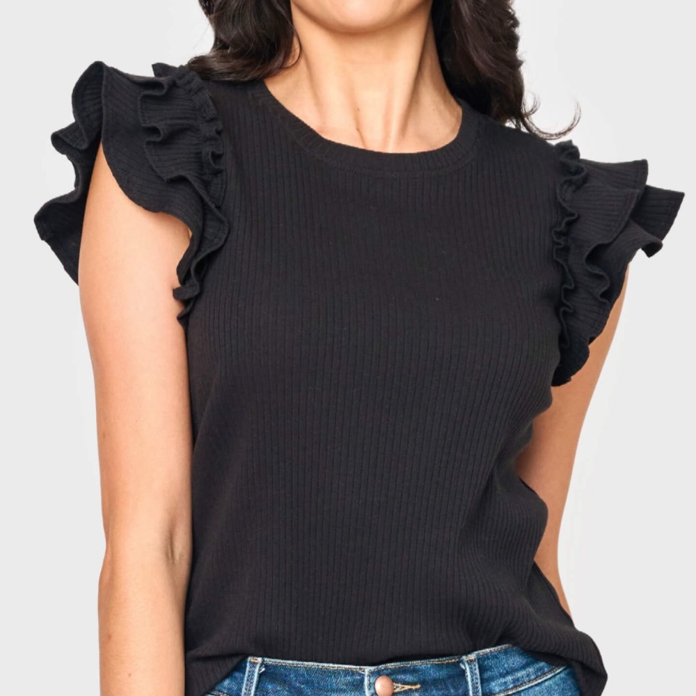 🔥NWT Gibson Black Ruffle Sleeve Blouse